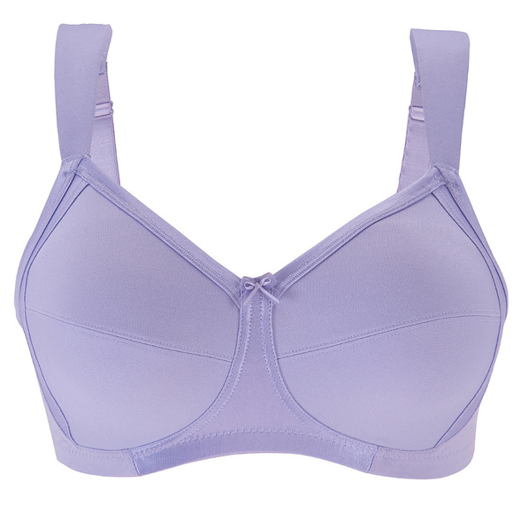 Glamorise 42D Bra ~Seamless-X-WIDE-Straps~ (Side Support Too!) 35% Cotton Purple - Picture 2 of 15
